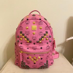 MCM pink backpack with studs
